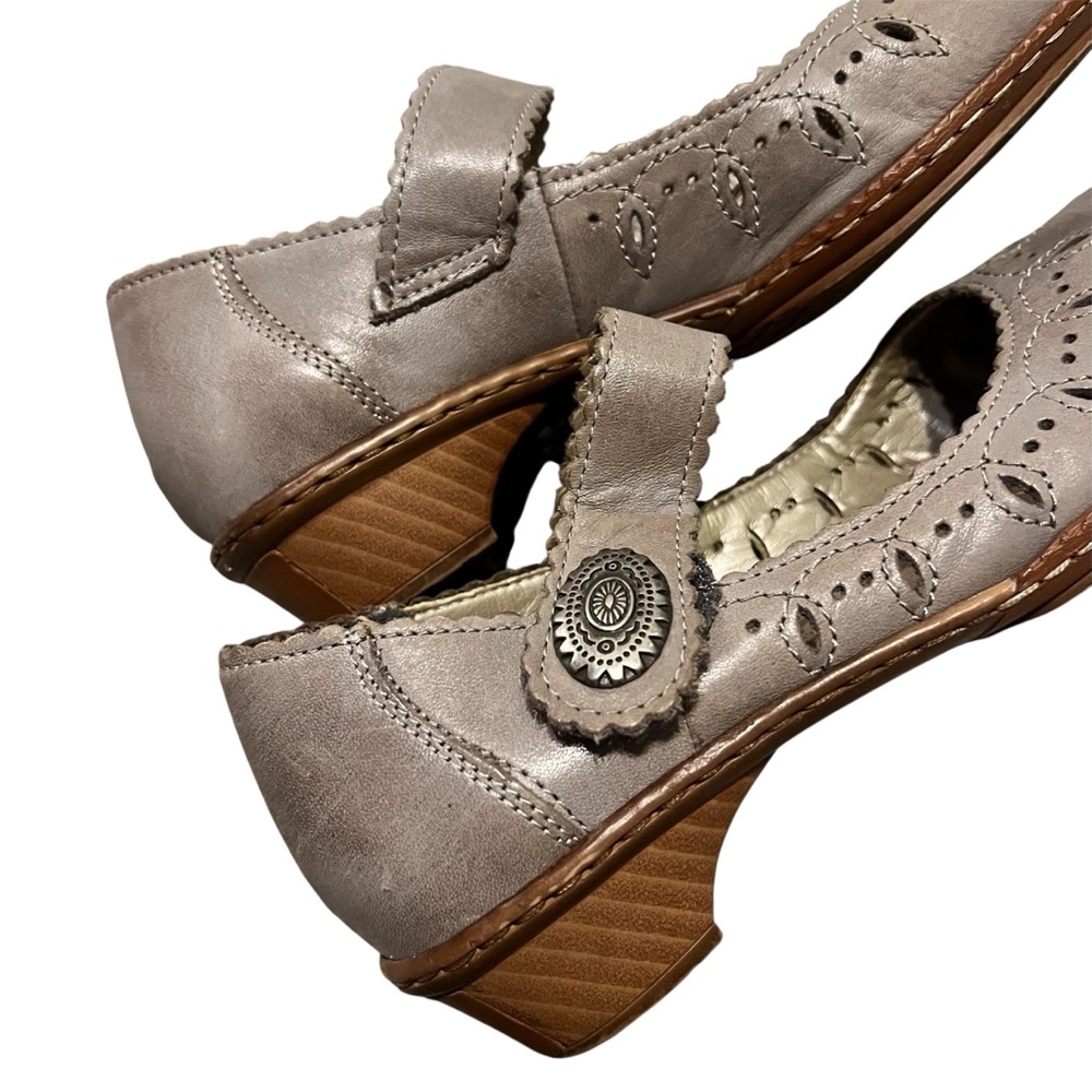 Rieker Gray Brown Derby Sandal Flat Size 5.5 - Picture 3 of 6